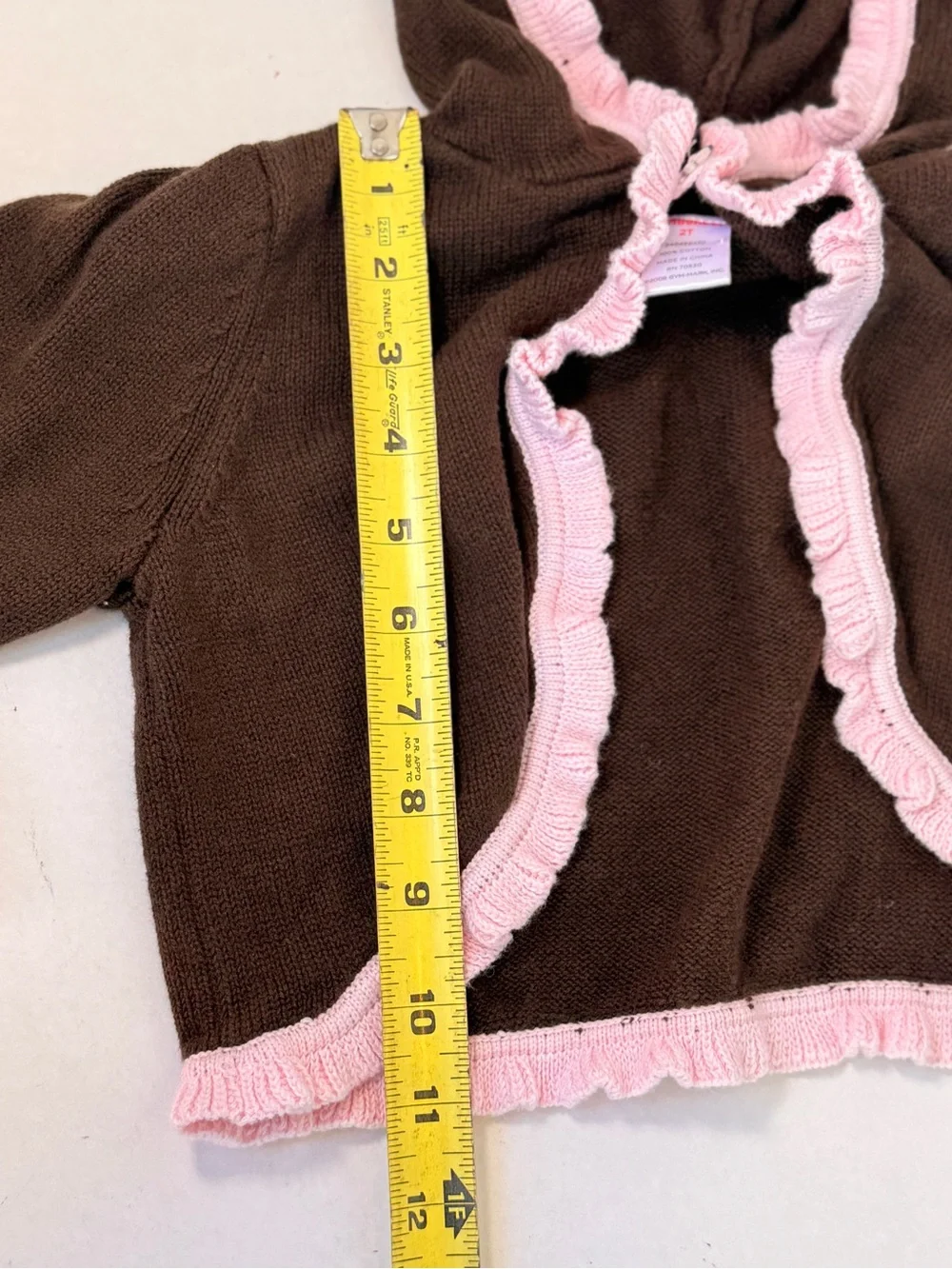 Gymboree Sweeter Than Chocolate Girls 2T Brown & Pink Ruffle Trim Hooded Sweater